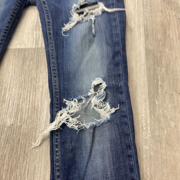 Vigoss Jeans Womens 24x28 (Fits 26x27) The Chelsea Skinny Distress Fray Blue - Picture 4 of 15